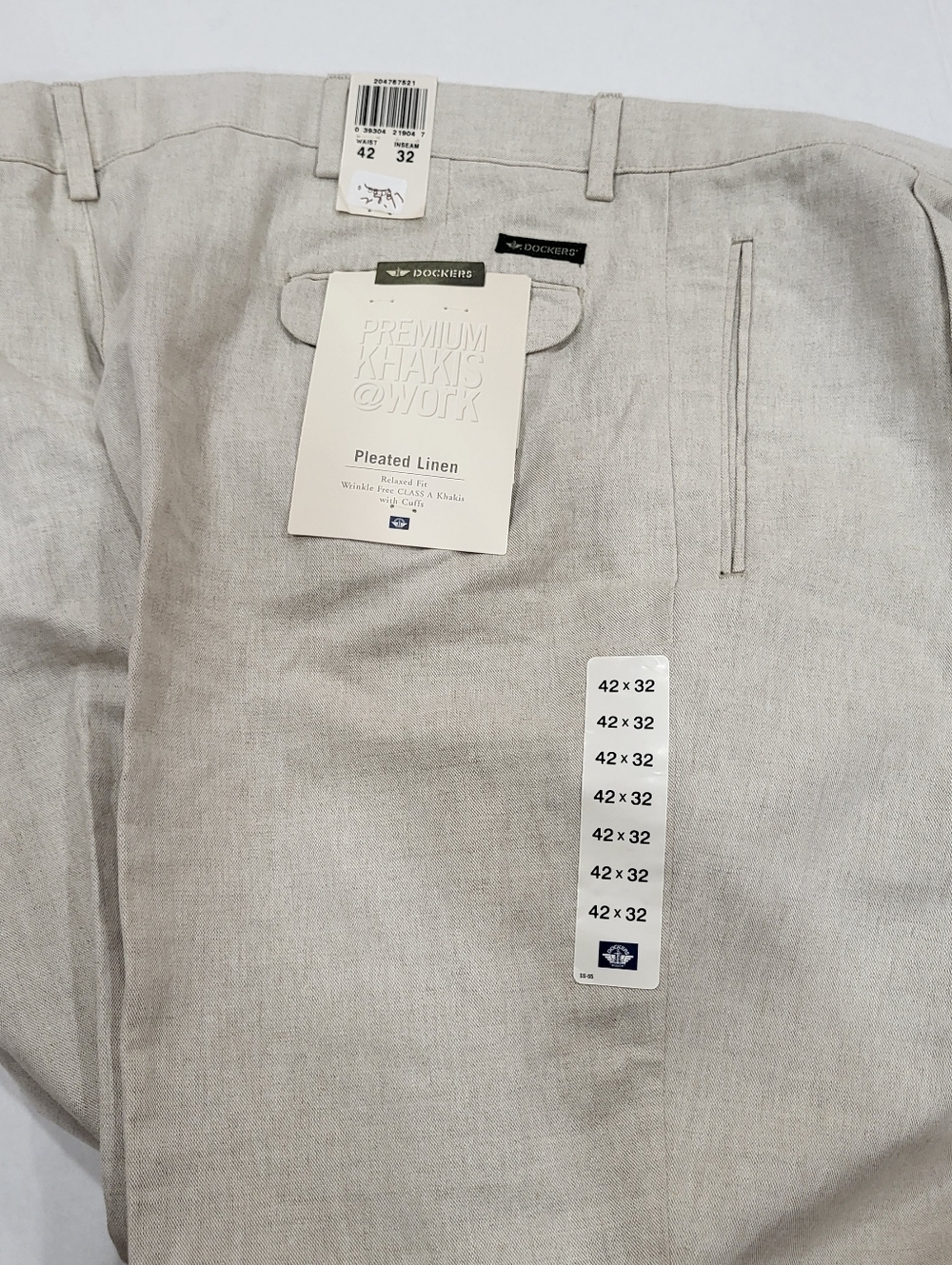 NWT Dockers Men's 42 Classic Linen Cotton Pants Trousers Khakis Beige Casual - Picture 5 of 7